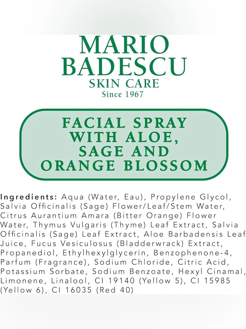 MARIO BADESCU • 2 oz • aloe sage orange blossom facial / setting spray new +box